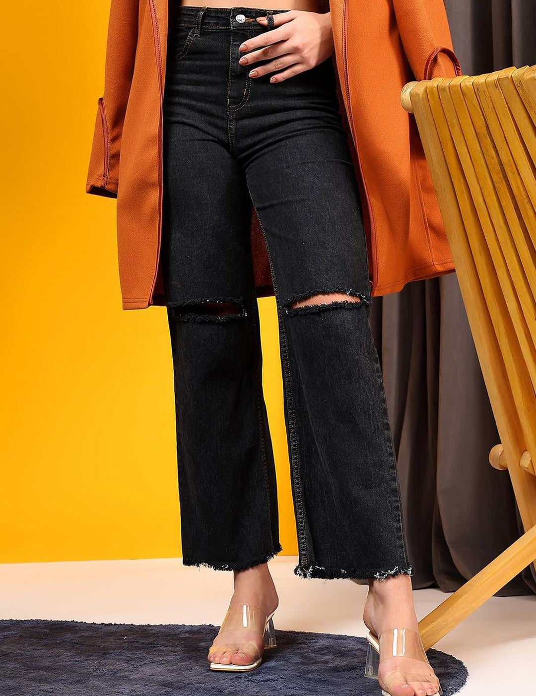 Kotty Women Wide Leg High-Rise Stretchable Regular Jeans