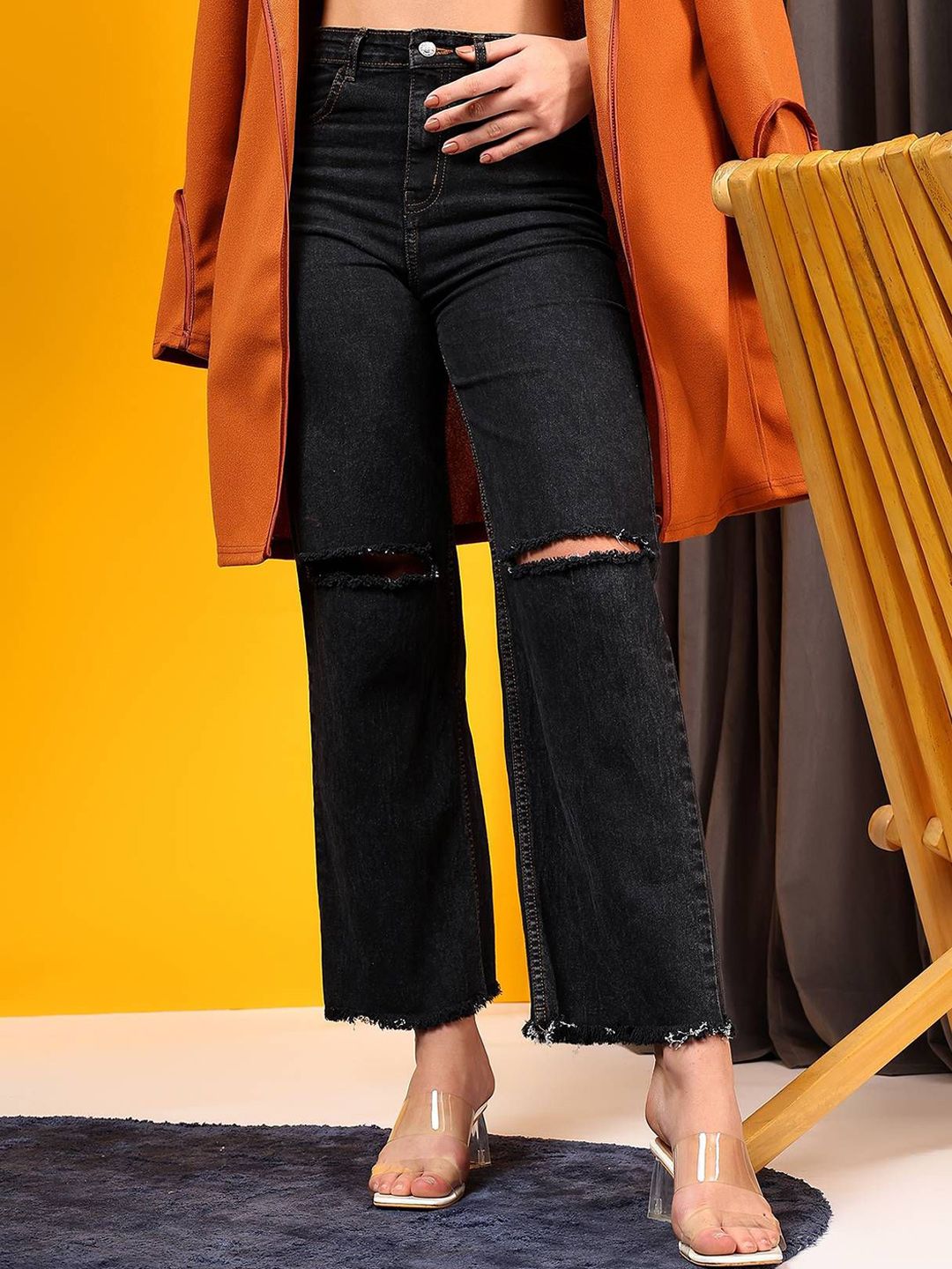 Kotty Women Wide Leg High-Rise Stretchable Regular Jeans