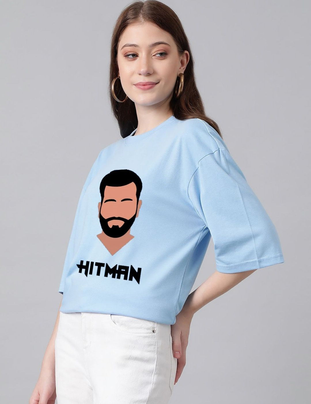 Kotty Women Graphic Printed Round Neck Cotton Oversized T-shirt