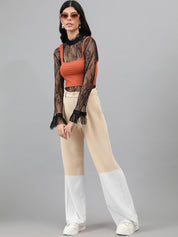 Kotty Women Colourblocked High-Rise Regular Fit Trousers