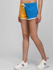 Kotty Women Colourblocked Relaxed Fit Mid-Rise Sports Shorts 