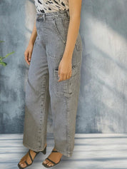 Kotty Women Regular Fit High-Rise Stretchable Cargo Jeans