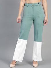 Kotty Women Colourblocked High-Rise Easy Wash Trousers