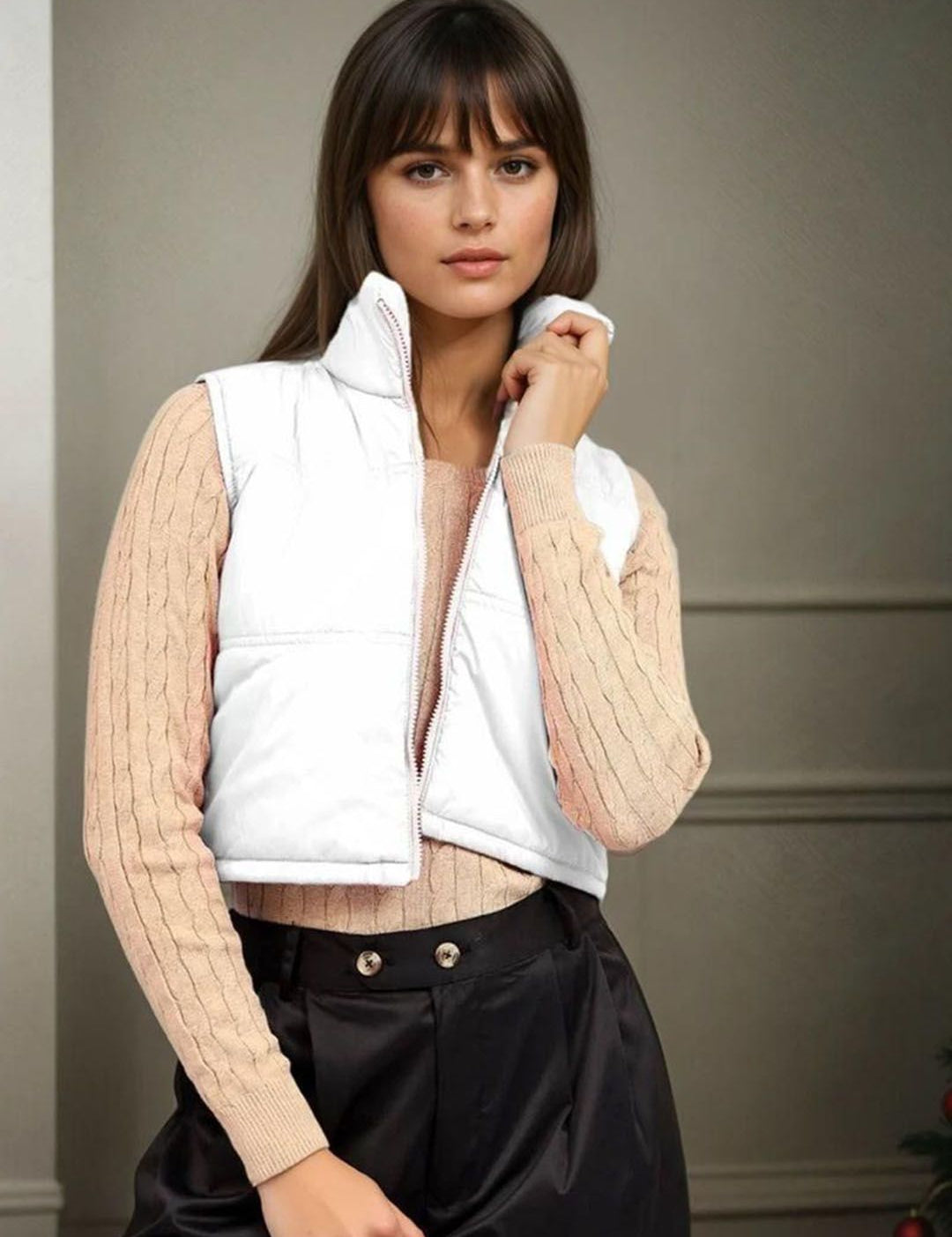 Kotty Women Stand Collar Solid Lightweight Gilet Jacket