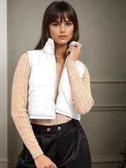 Kotty Women Stand Collar Solid Lightweight Gilet Jacket