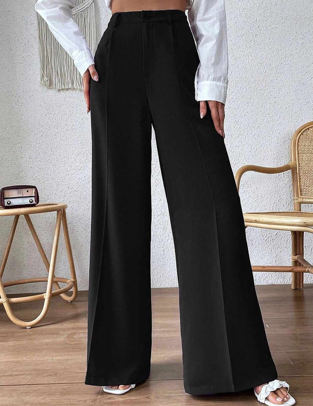 Kotty Women Relaxed Straight Leg High-Rise Easy Wash Parallel Trouser