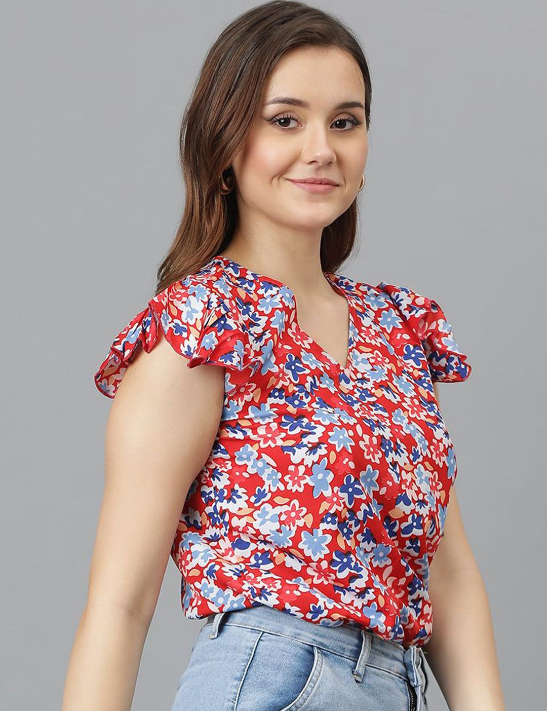 Kotty Floral Print Crepe Top