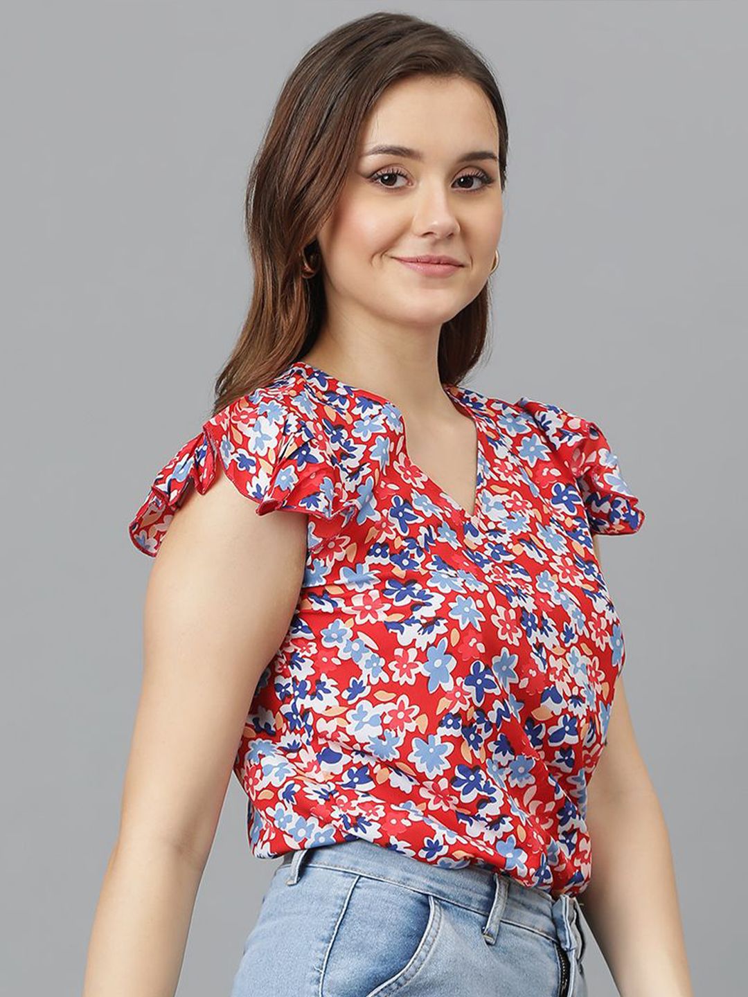Kotty Floral Print Crepe Top