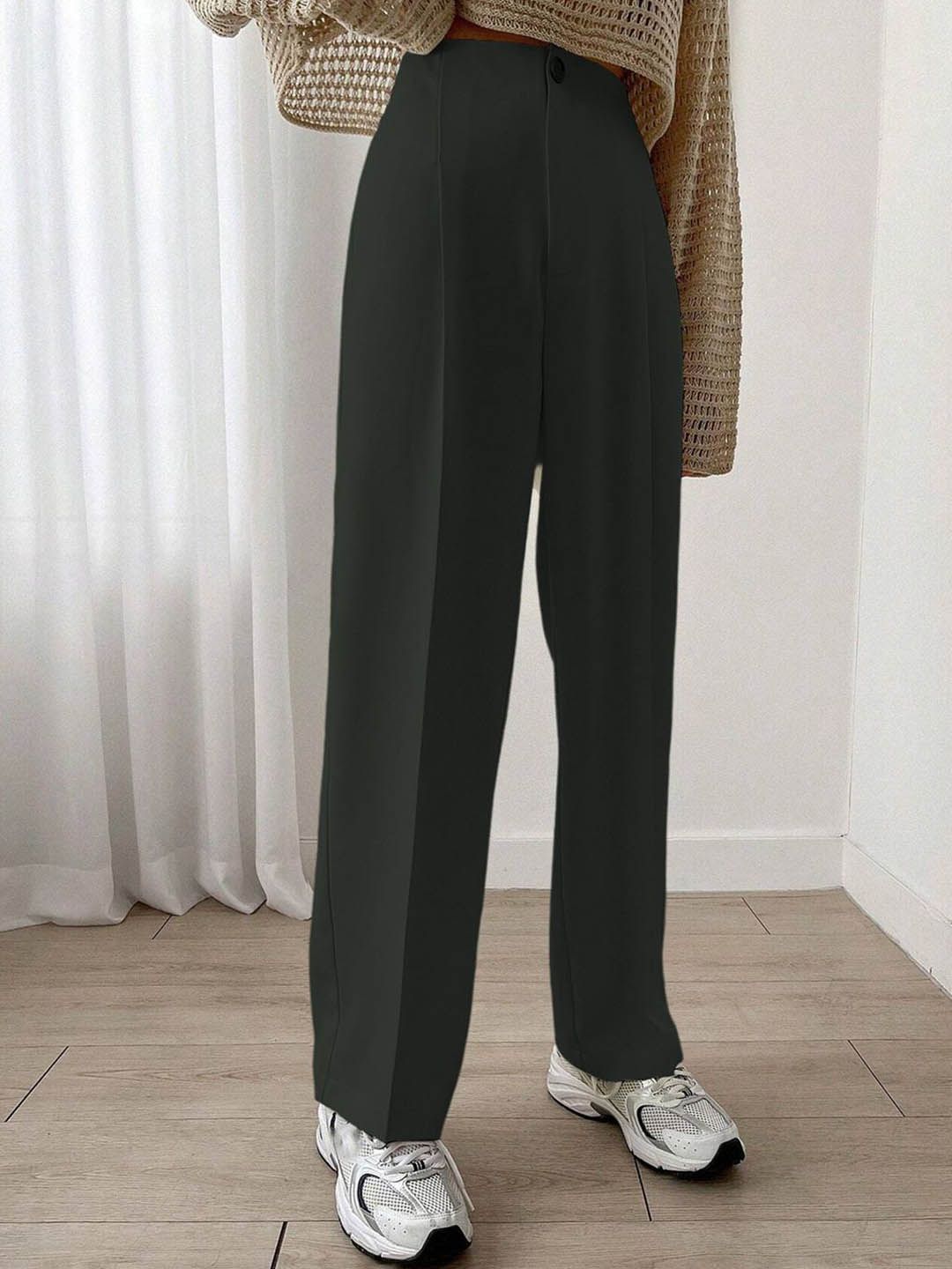 Kotty Women Relaxed Straight Leg High-Rise Cotton Trousers