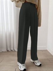 Kotty Women Relaxed Straight Leg High-Rise Cotton Trousers