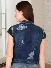 Kotty Women Spread Collar Solid Denim Jacket