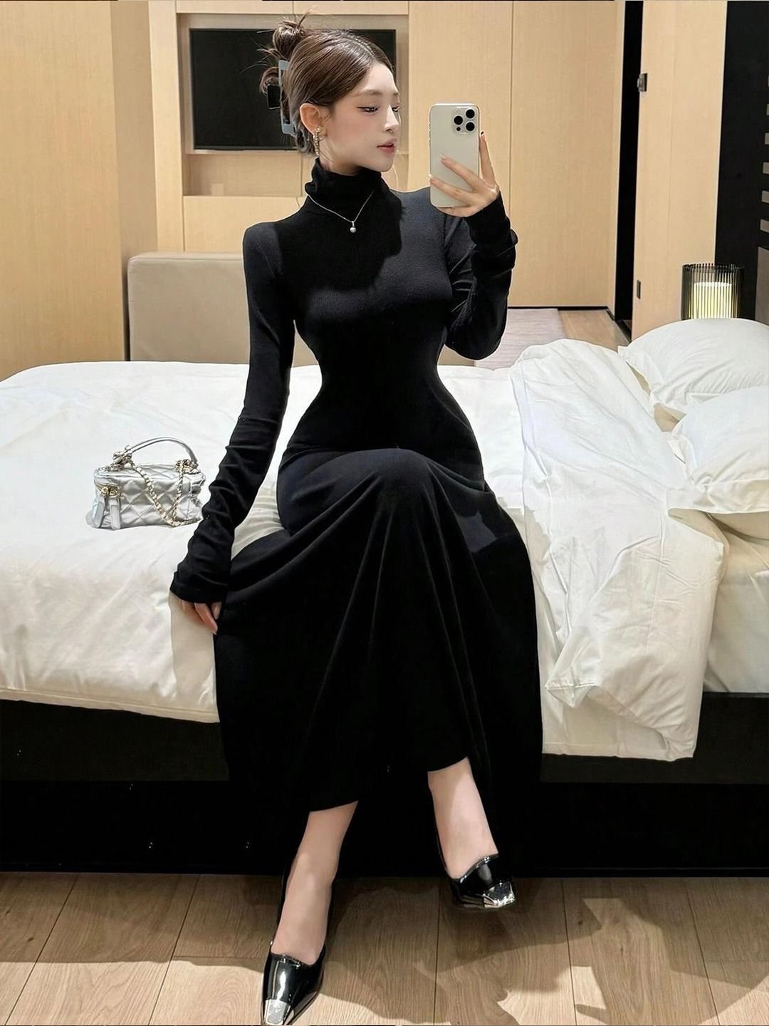 Kotty High Neck Flared Maxi Dress