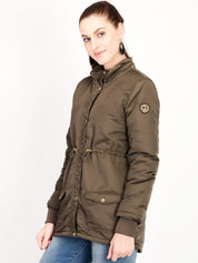 Kotty Women Brown Solid Insulator Longline Parka