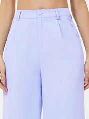 KOTTY Basics Women Relaxed Straight Leg Straight Fit High-Rise Easy Wash Pleated Trousers