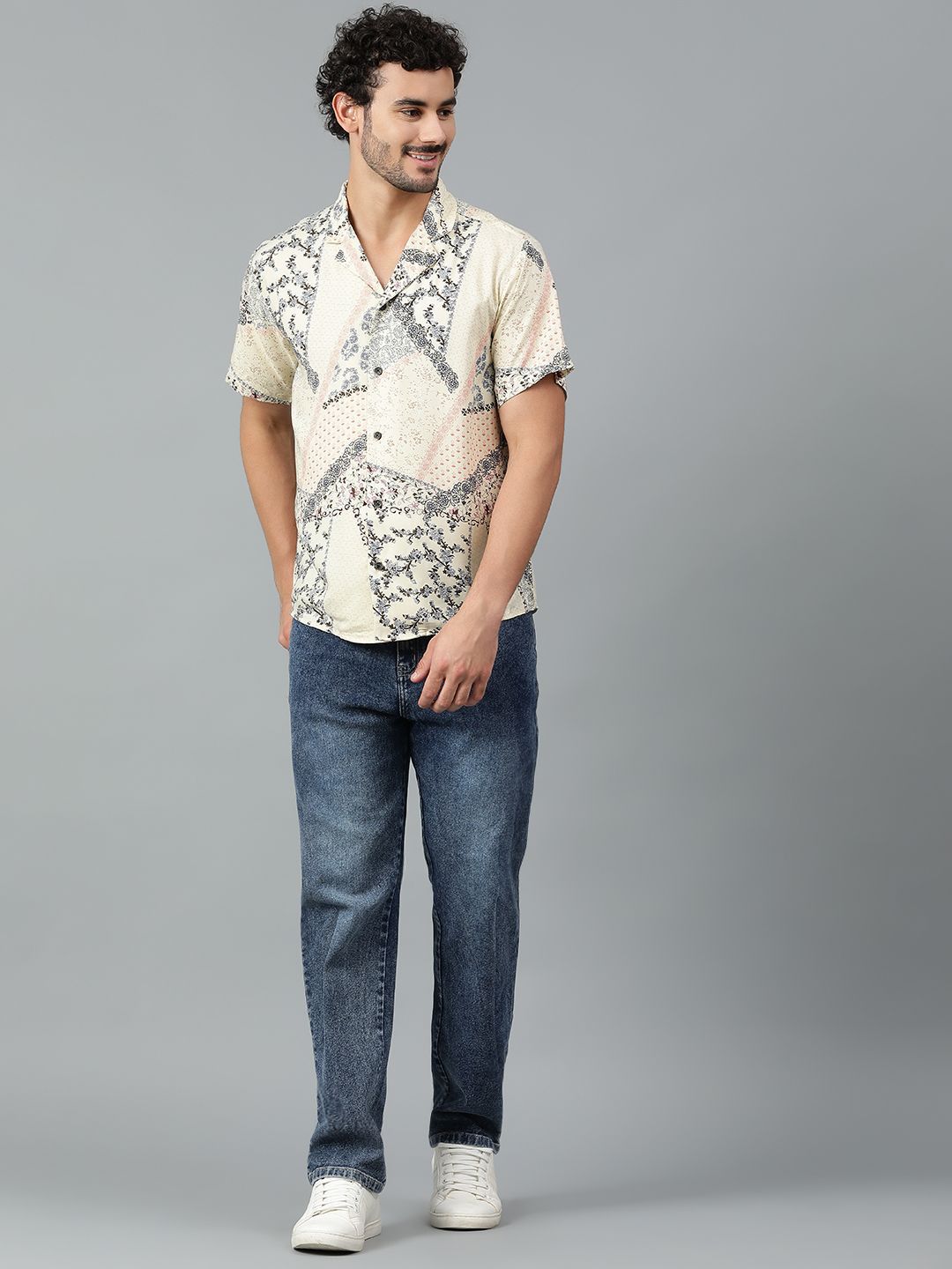 Kotty Men Cuban Collar Ethnic Motifs Printed Casual Shirt