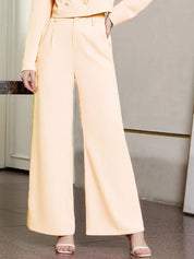 KOTTY BIZwear Women High-Rise Easy Wash Pleated Parallel Trousers