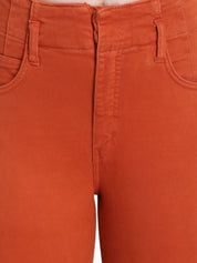 Kotty Women Orange Skinny Fit High-Rise Clean Look Cropped Jeans