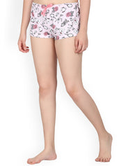 Kotty Women Pink & Grey Printed Lounge Shorts KTTSLEEPSHORTS234