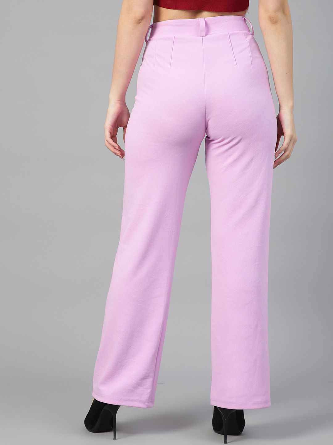 Kotty Women Pack Of 2 Relaxed Straight Leg Fit High-Rise Easy Wash Trousers