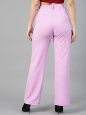 Kotty Women Pack Of 2 Relaxed Straight Leg Fit High-Rise Easy Wash Trousers