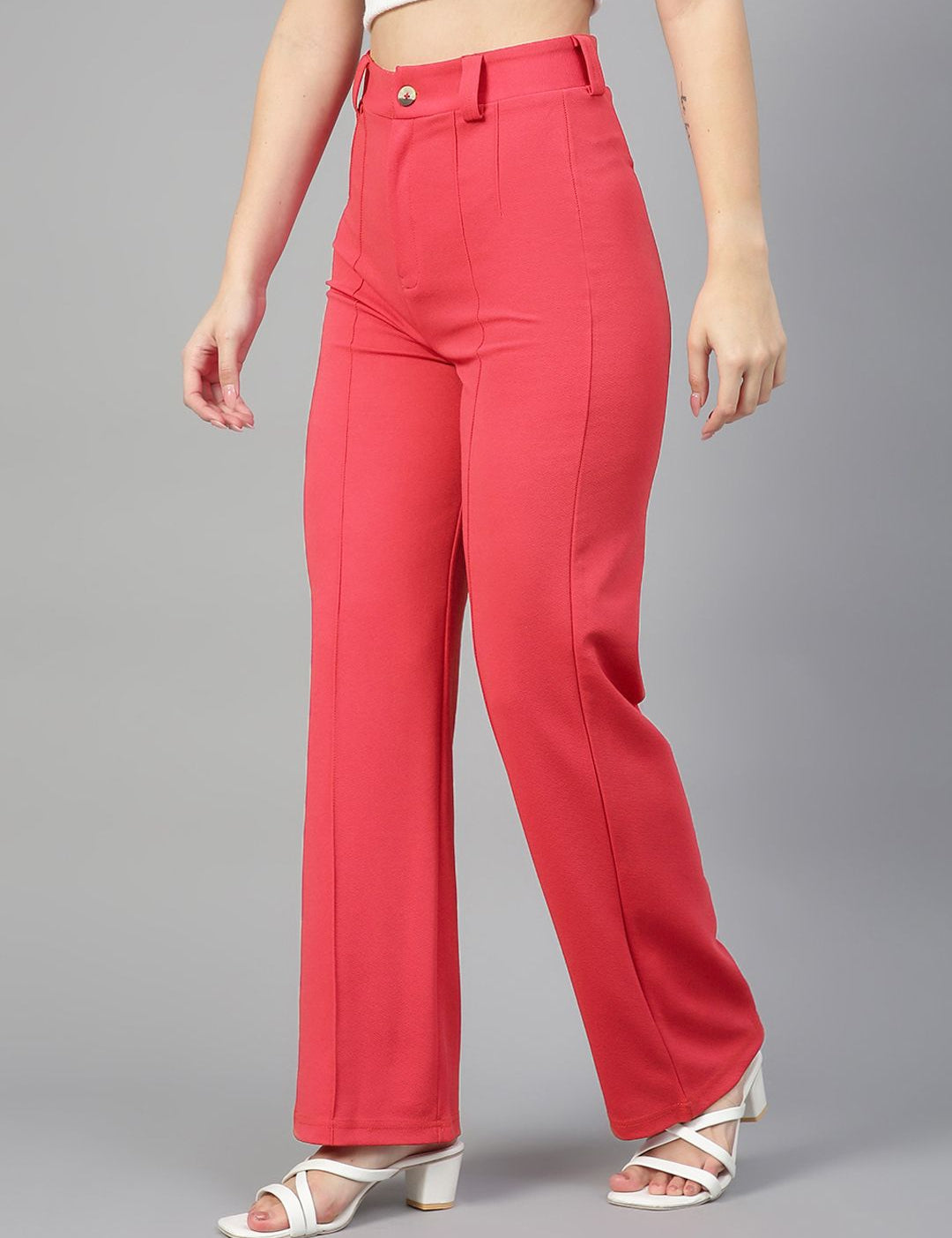 Kotty Women Pack Of 2 Relaxed Straight Leg High-Rise Easy Wash Trousers