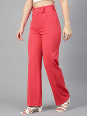 Kotty Women Pack Of 2 Relaxed Straight Leg High-Rise Easy Wash Trousers