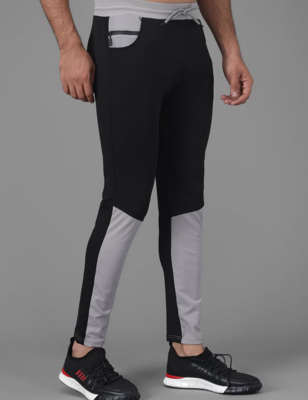 Kotty Men Black & Grey Colourblocked Track Pants