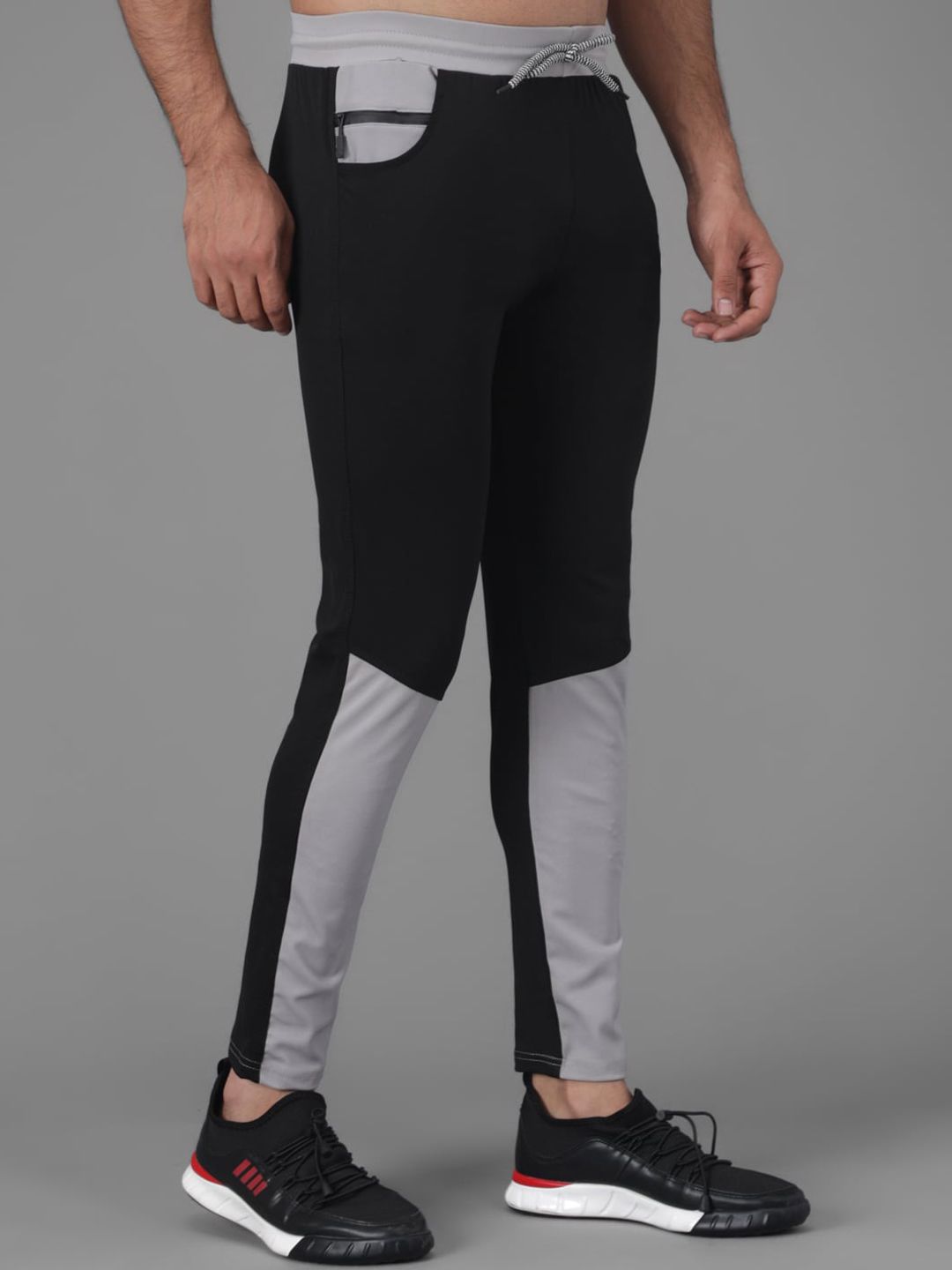 Kotty Men Black & Grey Colourblocked Track Pants