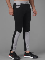 Kotty Men Black & Grey Colourblocked Track Pants