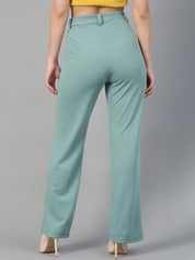 CURVE BY KOTTY BIZwear Women Relaxed Straight Leg Straight Fit High-Rise Easy Wash Trousers