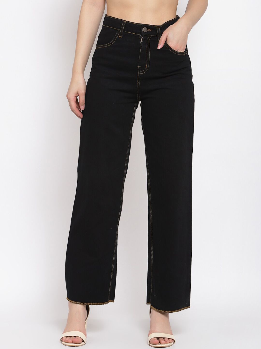Kotty Women Black Flared High-Rise Jeans