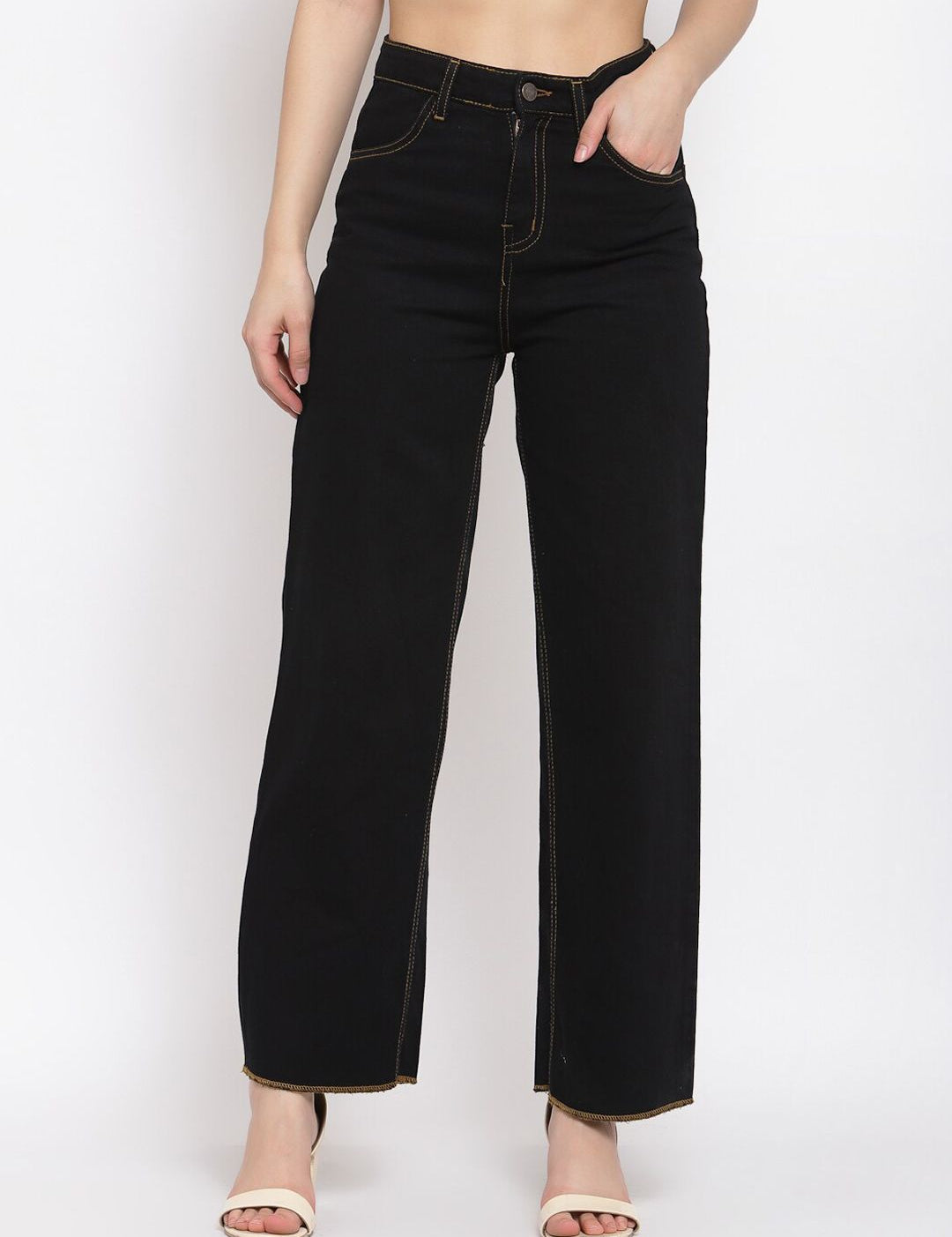 Kotty Women Black Flared High-Rise Jeans