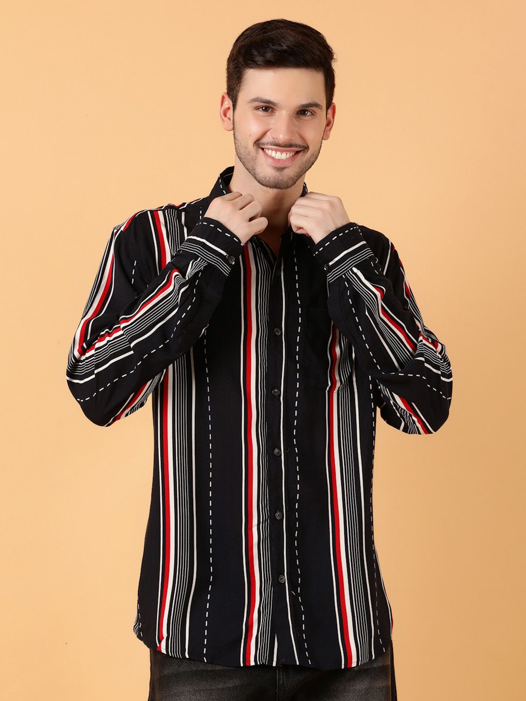 Kotty Men Spread Collar Graphic Printed Casual Regular Fit Shirt