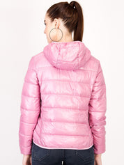 Kotty Women Pink Solid Insulator Hooded Puffer Jacket