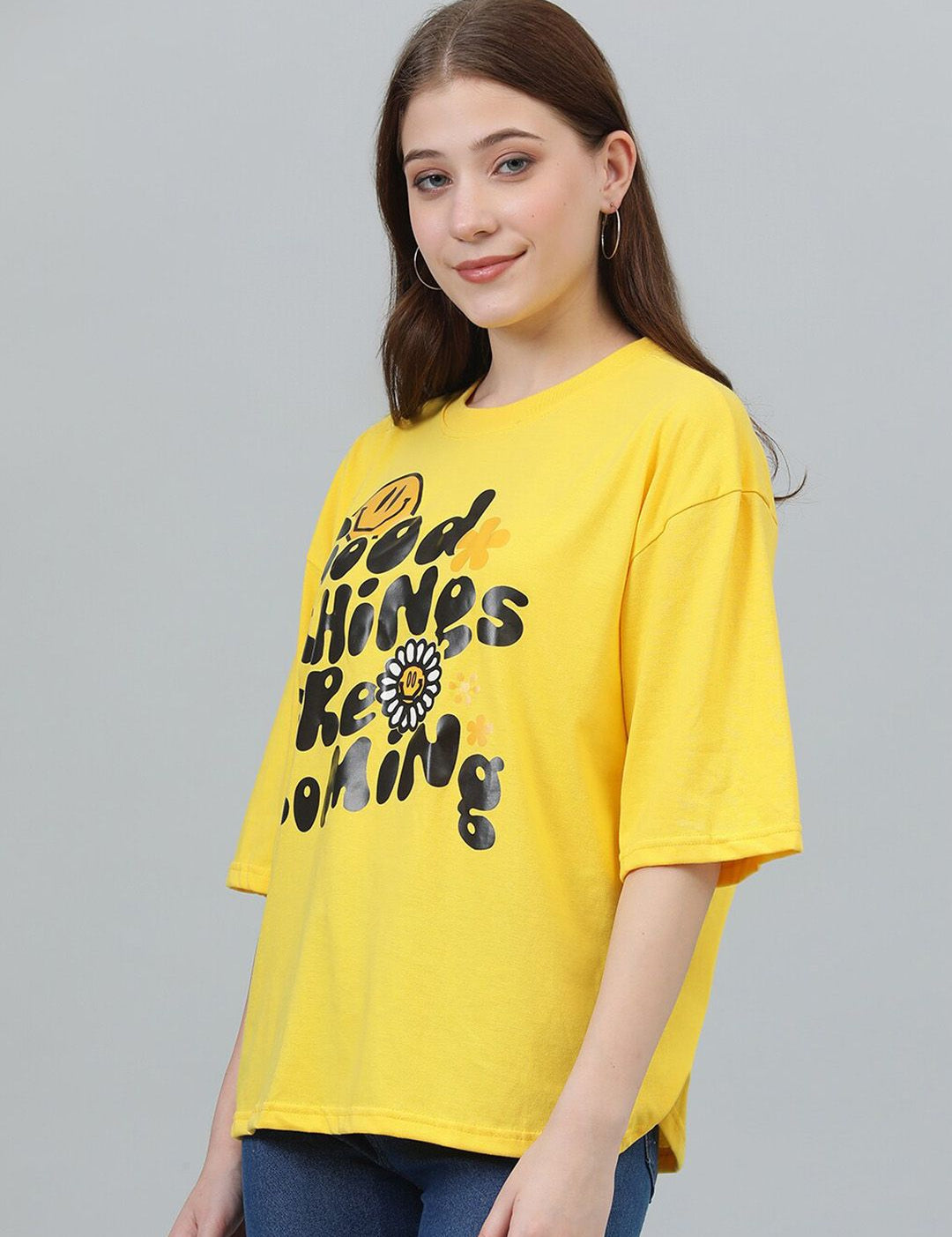 Kotty Typography Printed Oversized T-shirt