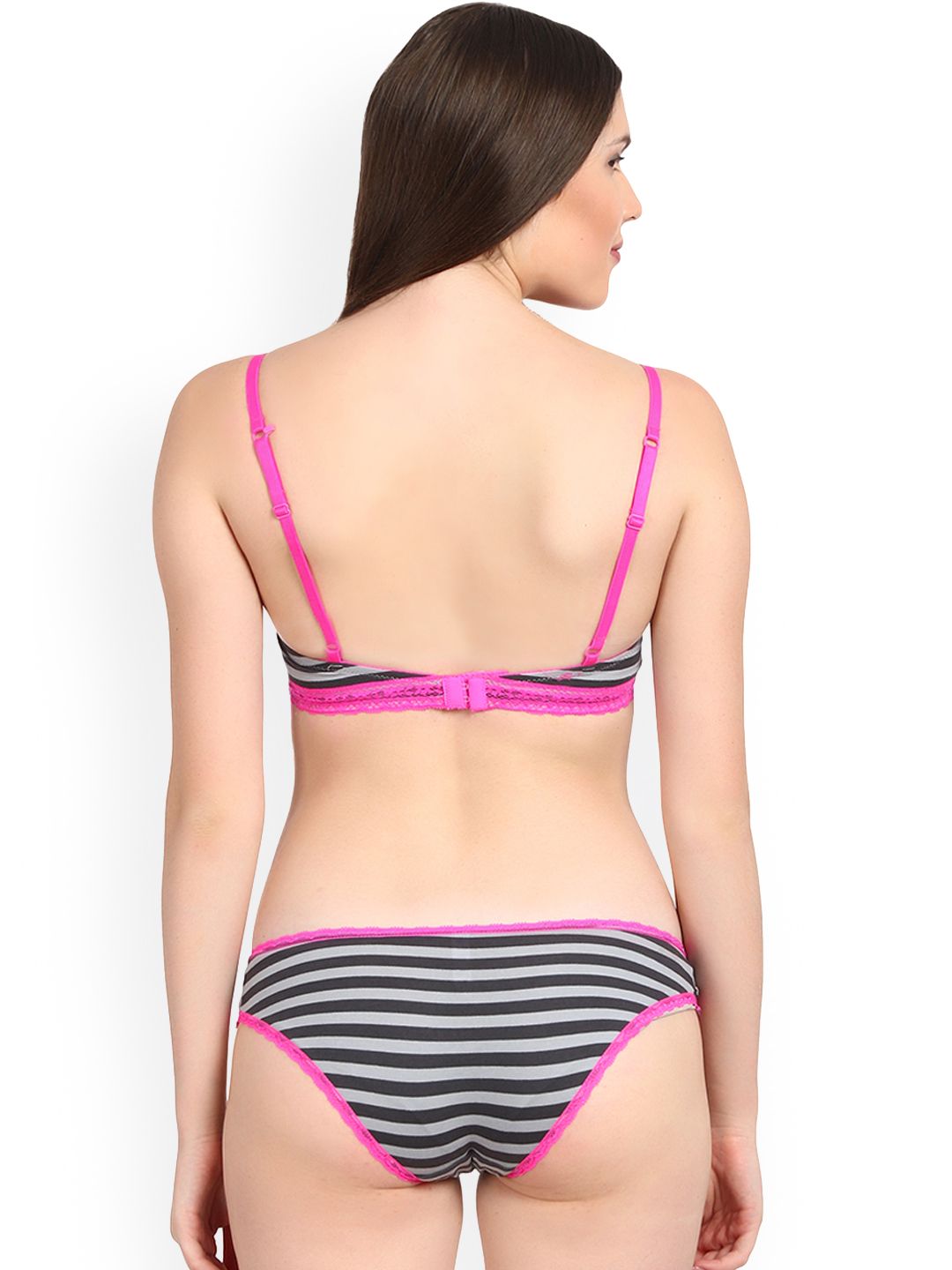 Kotty Women Black Striped Lingerie Set KTTIW129