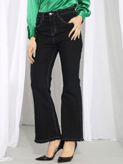 Kotty Women Black Bootcut High-Rise Stretchable Jeans