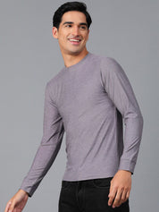 Kotty Purple Round Neck Long Sleeves Slim Fit T-shirt