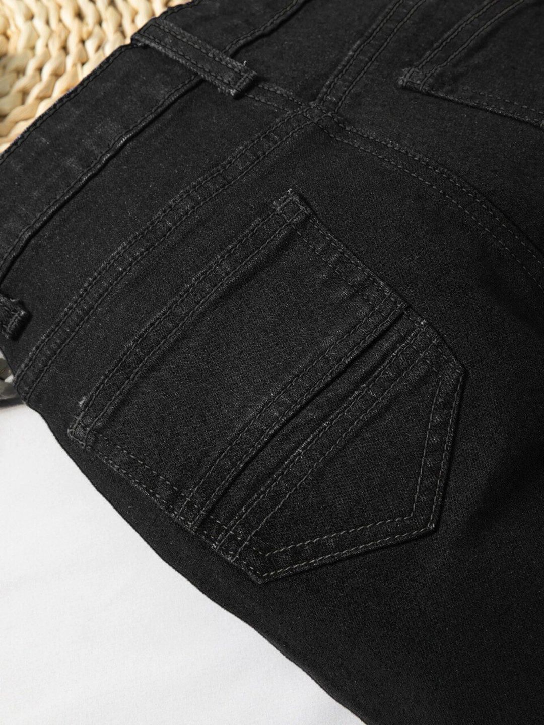 Kotty Boys Black Jean Mildly Distressed Regular Fit Jeans