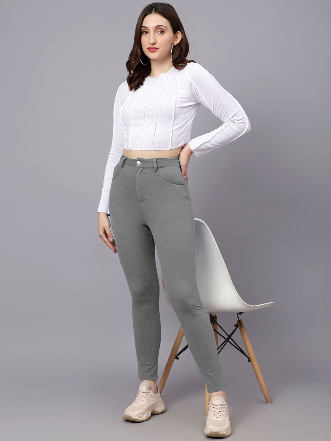 KOTTY Basics Women Skinny Fit High-Rise Mildly Distressed Stretchable Jeans