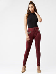 Kotty Women Maroon Skinny Fit Jeans