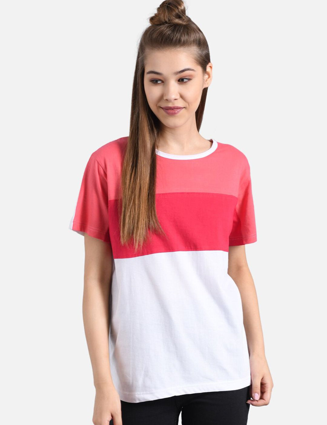 Kotty Women Pack Of 2 Colourblocked Round Neck T-shirts