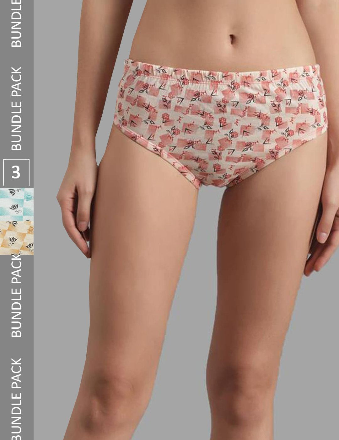 Kotty Women Pack Of 3 Floral Printed Cotton Hipster Briefs