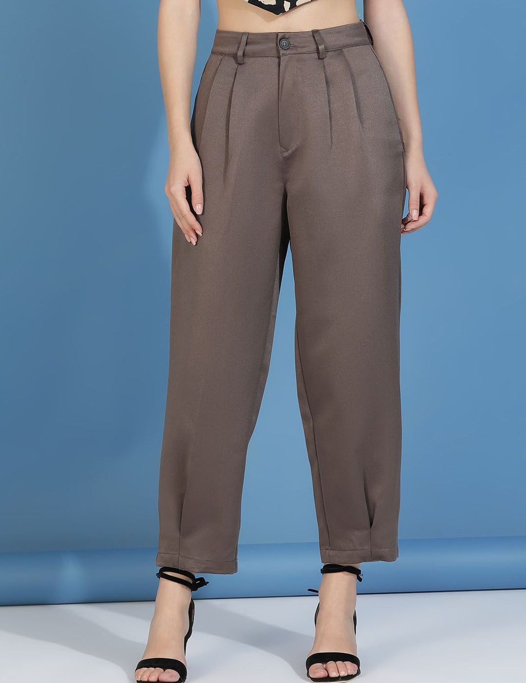 Kotty Women Relaxed High-Rise Easy Wash Pleated Peg Trousers