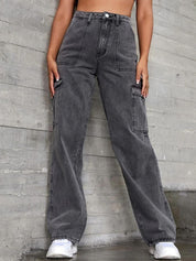 Kotty Women Grey Jean Straight Fit High Rise Light Fade Clean Look Stretchable Jeans