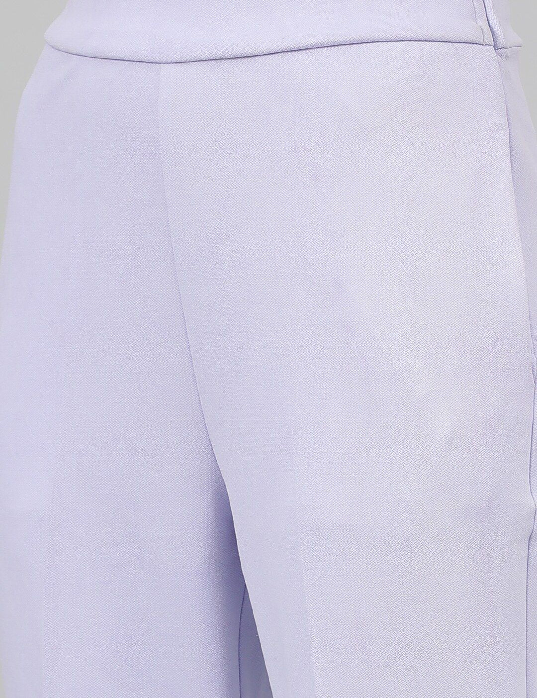 Kotty Purple Collarless Long Sleeves Blazer With Trousers