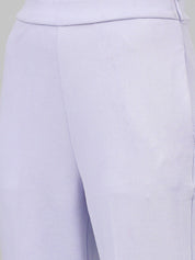 Kotty Purple Collarless Long Sleeves Blazer With Trousers