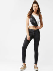 Kotty Women Charcoal Grey Skinny Fit High-Rise Clean Look Jeans