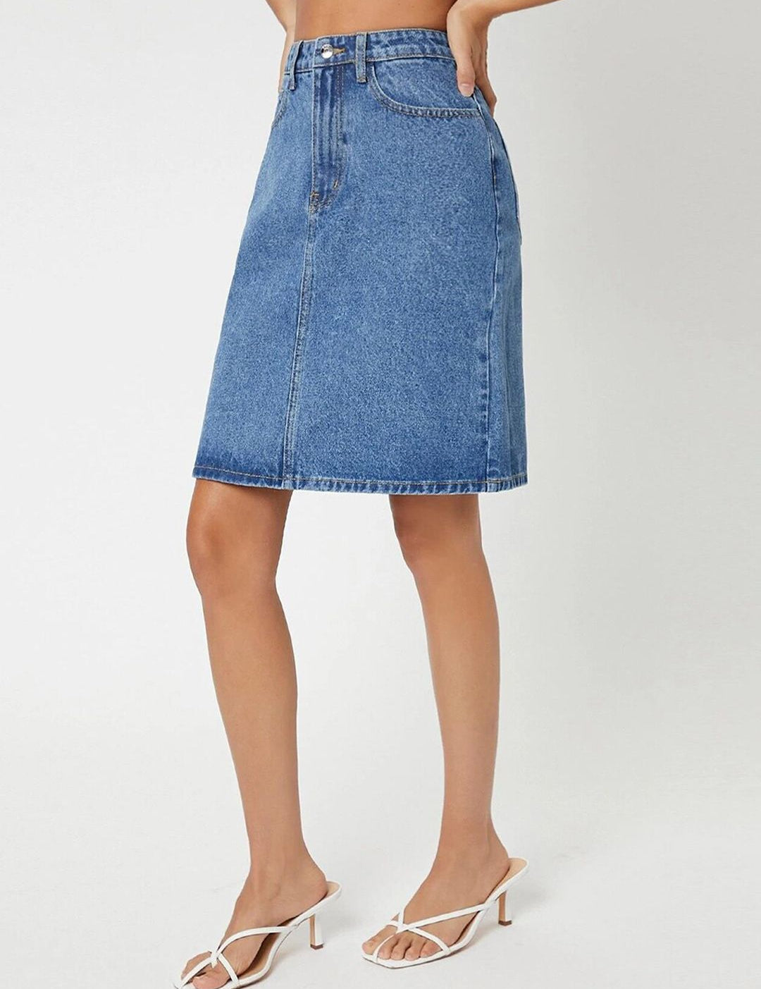 Kotty Cotton Lycra Denim A-Line Skirt