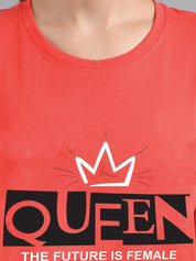 Kotty Typography Printed Regular Fit Cotton T-shirt